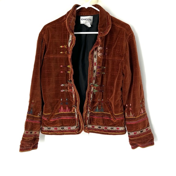 Chico’s vintage velour embroidered jacket women’s large (2) - Picture 1 of 8